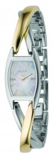 Dkny Ladies Bi Colour Stainless Steel Bangle Watch With Mother Of Pearl Dial