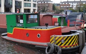 The push-tug Bantam IV on display outside the rear of the museum