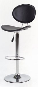 Mathilda Gas Lift Stool, Black Padded Leather Upholstery.