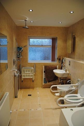Disabled Tiled Wet Floor Shower bathroom