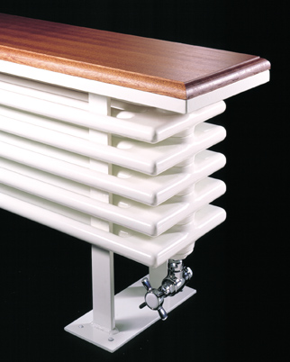 The Bench radiator in white with wooden top