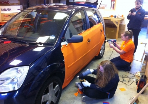 Its A Wrap - Fiesta full wrap in progress - from blue to orange
