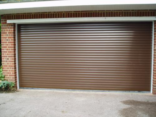 Priory automated shutter in light brown