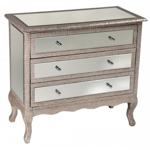 Mock croc mirrored silver chest of drawers