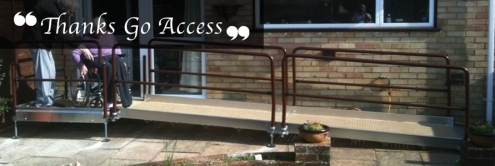 Modular Go Access disabled platform and ramp installed in one day with grateful clients in action.