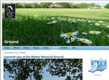 Section of a screenshot of our work for Lapworth Cricket Club.
