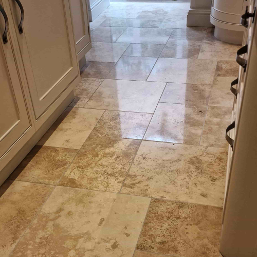 Travertine Tiled Floor After Cleaning Polishing Cumbernauld
