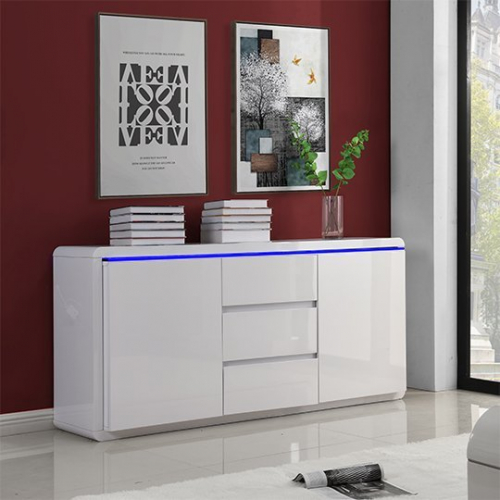Frame Large Wooden Sideboard In White High Gloss With 2 Doors