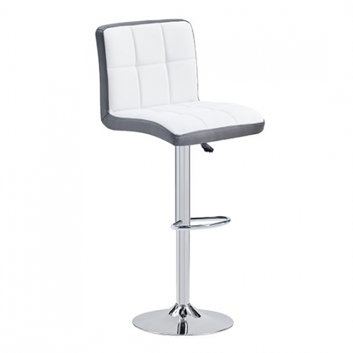 Copez Faux Leather Bar Stool In White And Grey