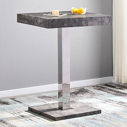 Topaz Square Wooden Bar Table In Concrete Effect