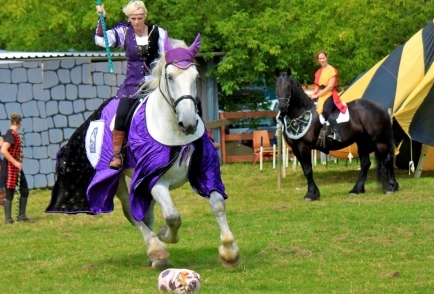 Knight Terena on Bosun, a British Percheron Heavy Horse