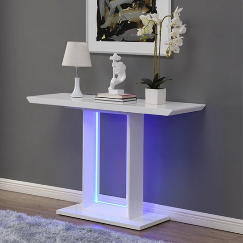Atlantis LED High Gloss Console Table In White