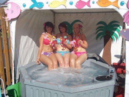 Garden party with hot tub