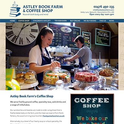 Astley Book Farm, Bedworth - branding, photography, print, website design and build, content management system (CMS)