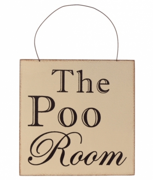 Shabby Chic The Poo Room Wooden Wall Hanging Sign