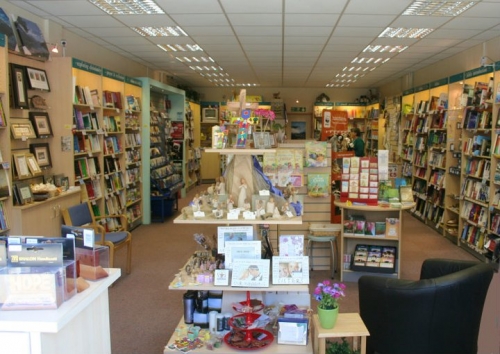 The wheelchair-friendly interior of re:fresh books & christian resources