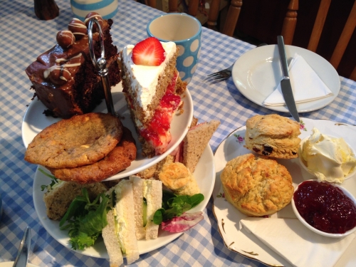High Teas including sndwiches, crisps, cheese scones,sweet scones, cake and chocolate chip cookies