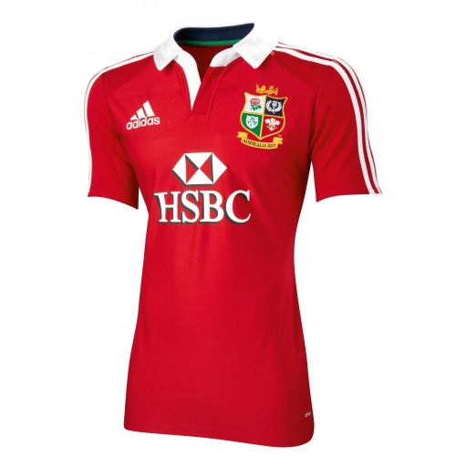 Adidas Authentic British and Irish Lions Rugby Shirt Red and White