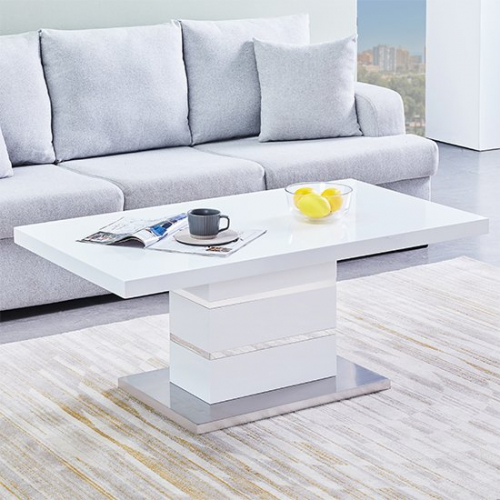 Parini Rectangular Glass Top High Gloss Coffee Table In White
