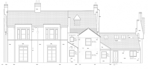 Elevation drawing produced for a private landlord for the purposes of a planning application.