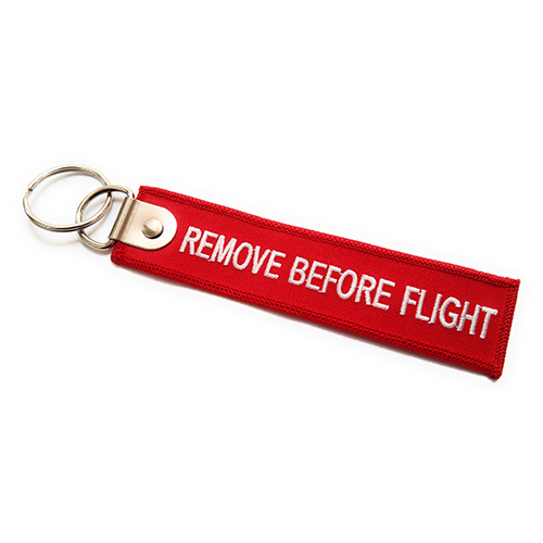 Premium Remove Before Flight Luggage Tag | Keychain |Red / White