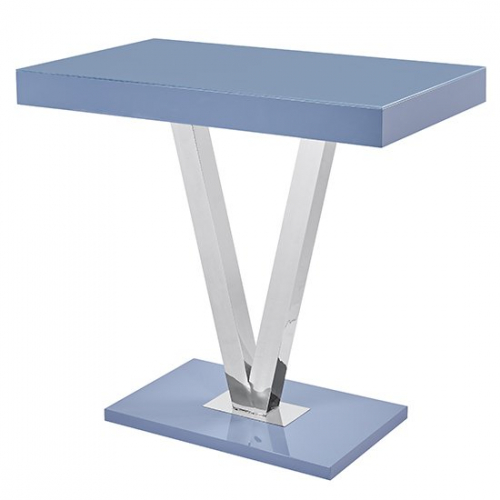 Vienna Glass Bar Table In Grey Gloss And Stainless Steel