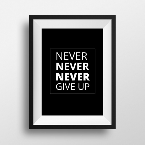 Never Never Never Give Up - Motivational Quote