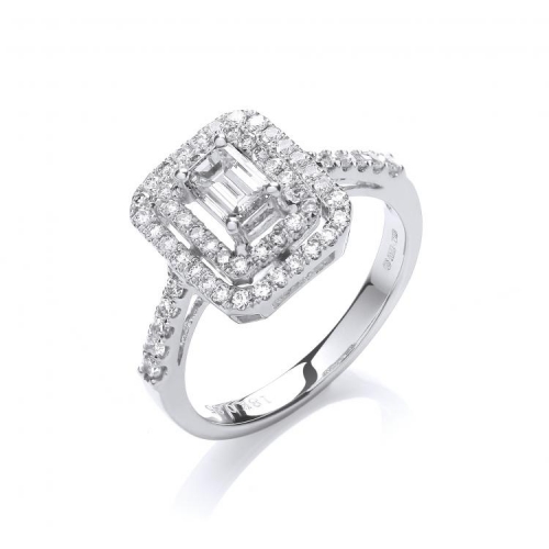 18ct white gold diamond cluster ring