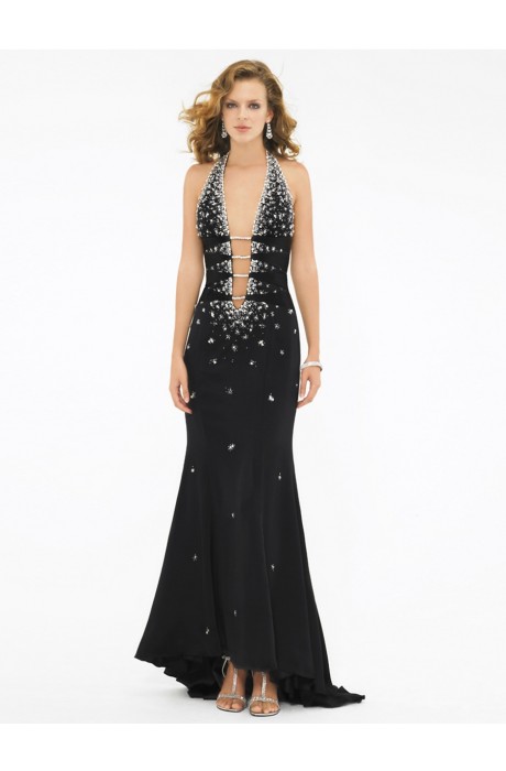 Chiffon Diamante Sheath/Column Sleeveless Celebrity Dresses