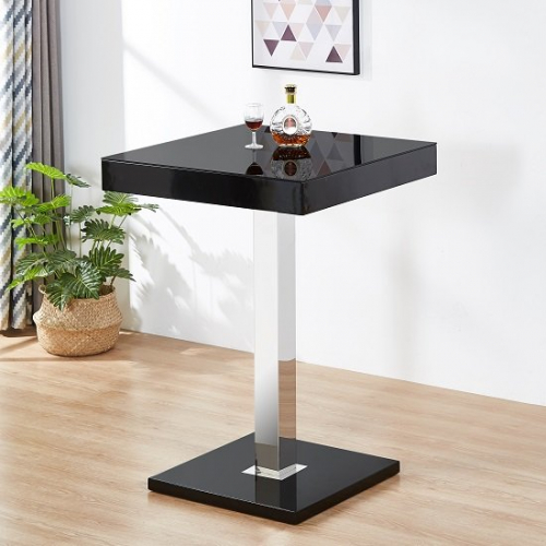 Topaz Square Glass Top High Gloss Bar Table In Black