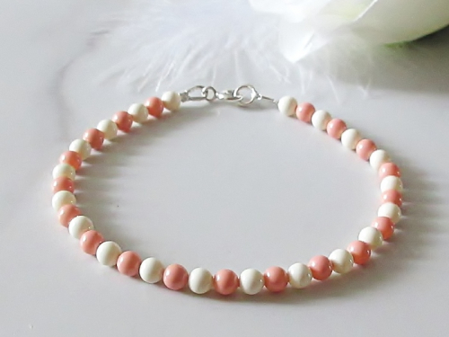 Peach & Cream Pearl Bracelet