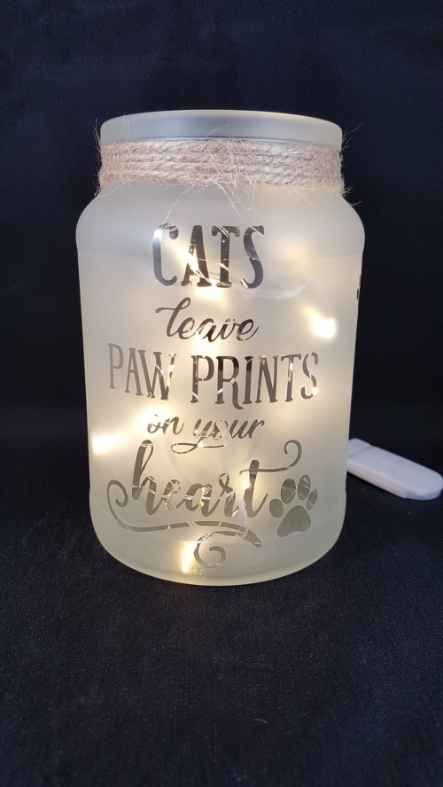 Cats Leave Paw Prints on Your Heart Glow Jar