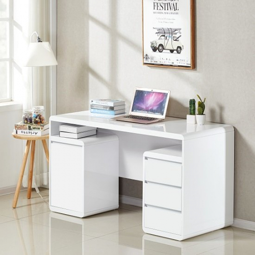 Florentine Computer Desk In White High Gloss With Storage