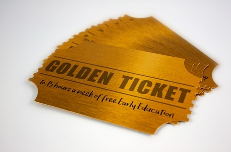 Golden Tickets printed onto Gold-Pearl Effect