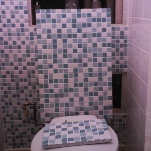 Mosaic tiling in bathroom