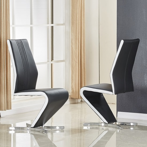 Gia Dining Chair In Black And White Faux Leather In A Pair