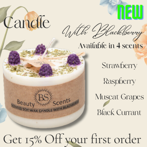 Small candle with blackberry